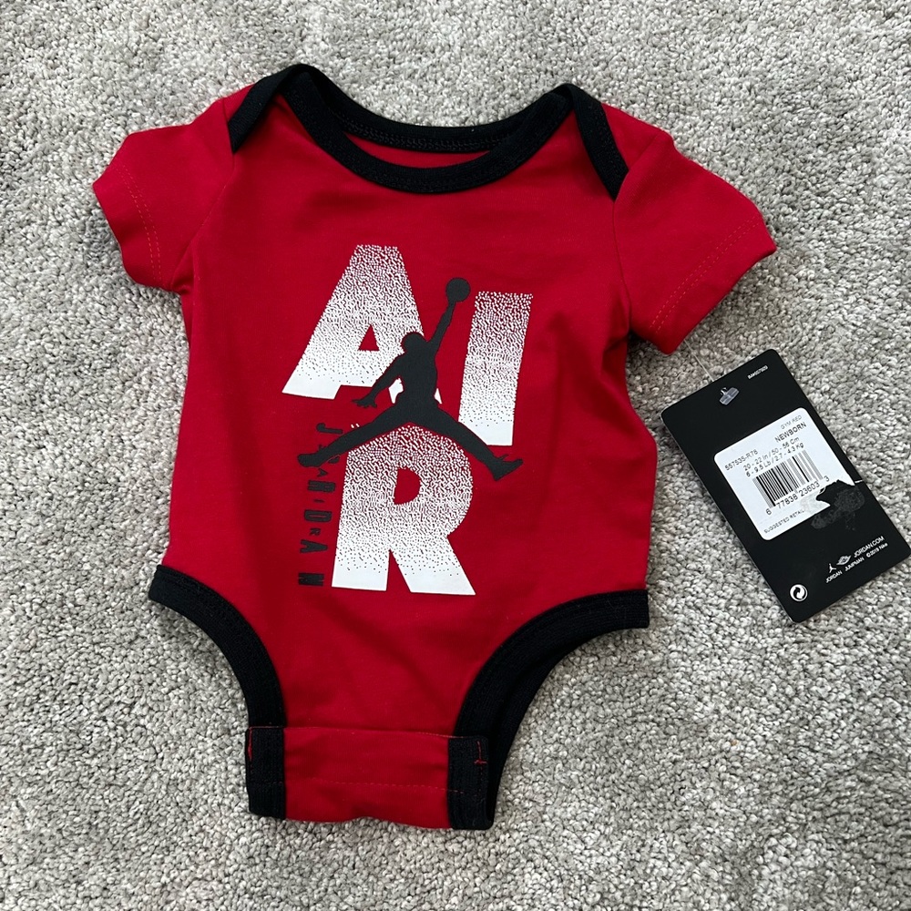 Air Jordan Newborn Red Black Onesie Brand New